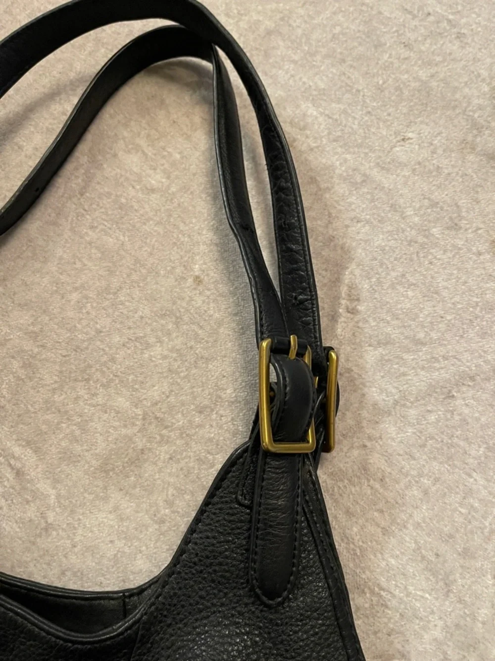 Elliott Lucca Black Pebbled Leather Slouchy Hobo Bag Braided Tassel Boho